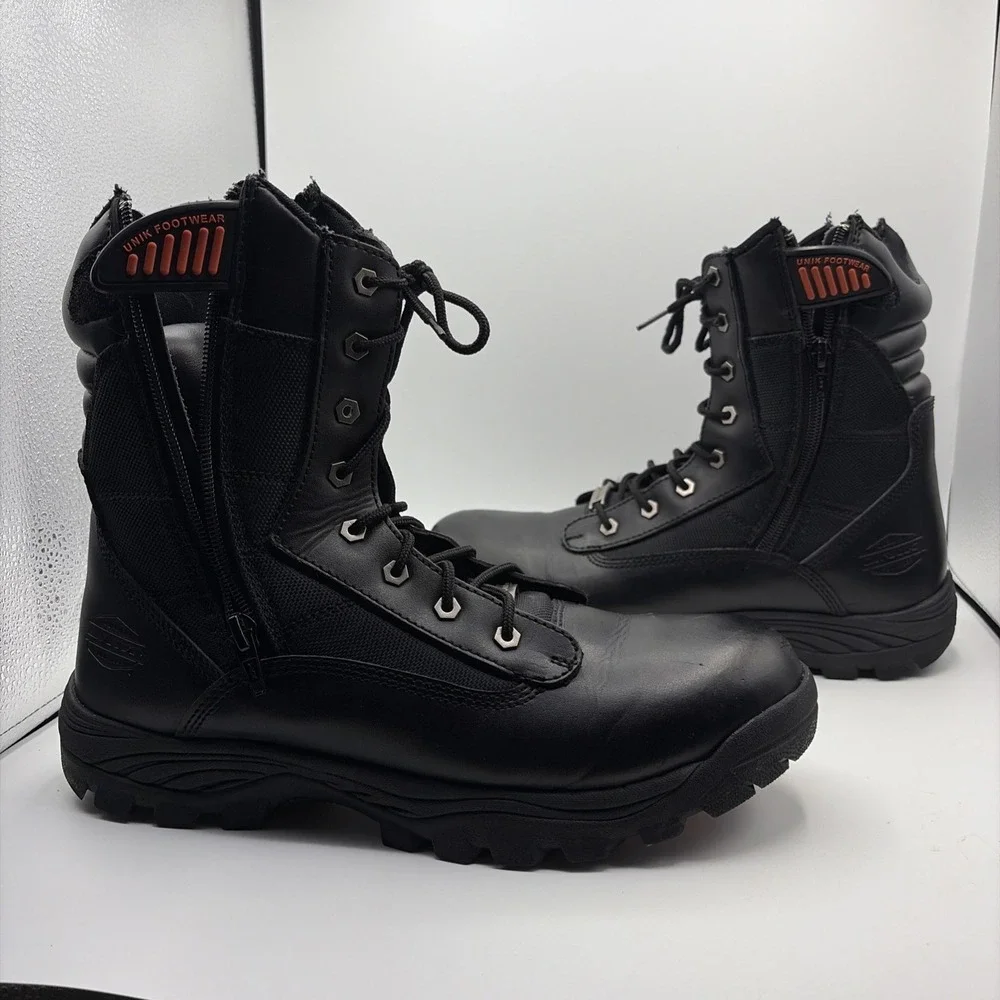 Unik Footwear Men's Double Zip SWAT Motorcycle Boots in black